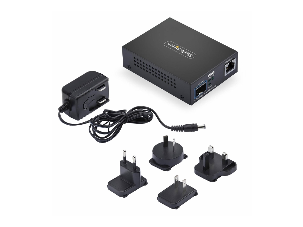 Startech.Com 10Gbe Multi-Gigabit Sfp+ Fiber Media Converter, 10G/5G/2.5G/1G/100M Rj-45 To 10Gbase-X Sfp+, Single-Mode, Multi-Mode, 16K Jumbo Frames,