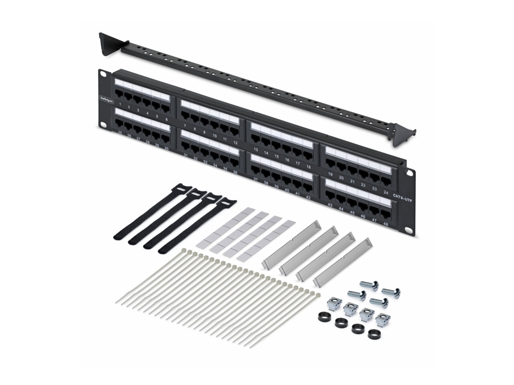 Startech.Com 48-Port 2U Rackmount Cat6 Patch Panel, Rj45, Utp, 110 Punch-Down, Cat 6 Ethernet Patch Panel For Network Server Rack, 10/100/1000Base-T(