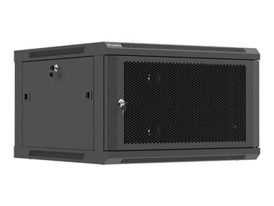 19" 6U 600X600 Wandmontierter Rack Einbauschrank Schwarz Gelochte Tür Lanberg (Flat Pack)