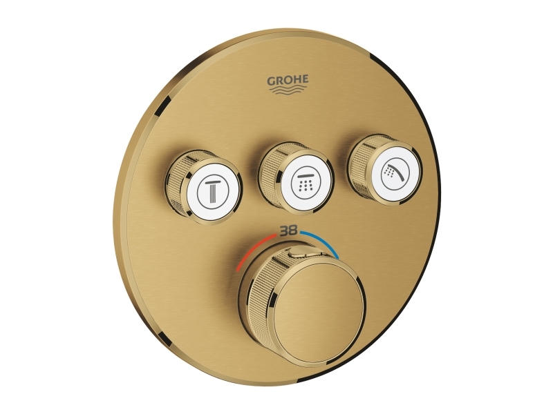 GROHE Grohtherm SmartControl brus Forplade, Termostat med 3 ventiler, børstet cool sunrise