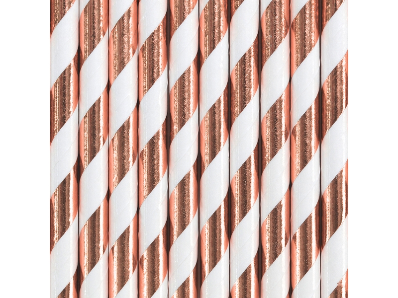 Papirsugerør Med Rose Gold Striber