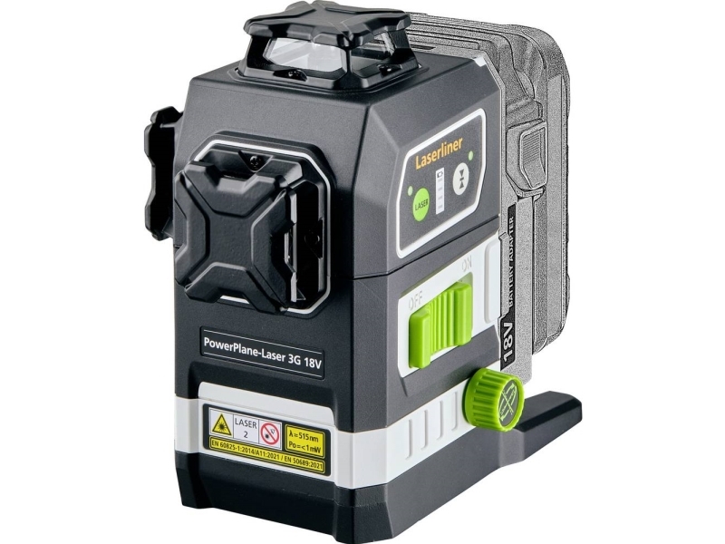 Laserliner Powerplane-Laser 3G Multi-18V Tredimensionel Laser Grøn Laser, Inkl. Boks, Uden Batteri, Selvnivellerende Rækkevidde (Max.): 60 M