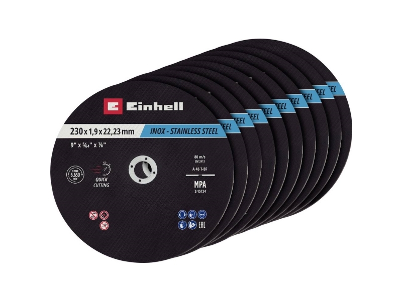 Einhell tunn skärskiva Ø 230 x 2,0 mm 10 st för vinkelslip (711524) | Elverktyg - DIY - Elverktyg 230V - Kapsåg/geringssåg | GameStuff