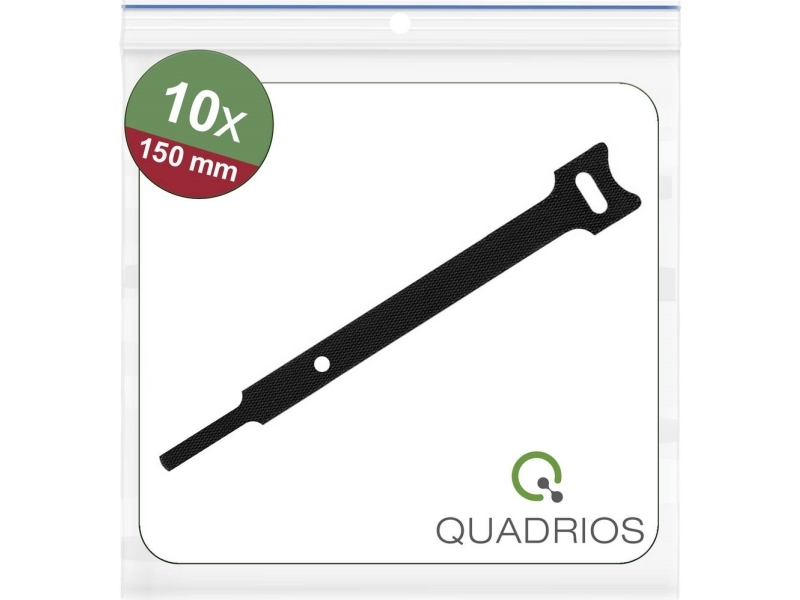 Quadrios 25CA561 kardborre-/burrband kabelband för buntning, statisk loop, 150×12 mm, svart, 10 st | EL Artiklar - Vägar & tillägg - Övriga | GameStuff