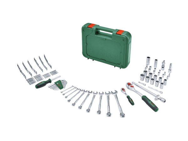 Bosch 1 600 A02 Z9B, Kombinationsnøgle, 6,7,8,10,12,13,14,15,17,19 mm, Sort, Grøn, Grøn, 132 værktøjer