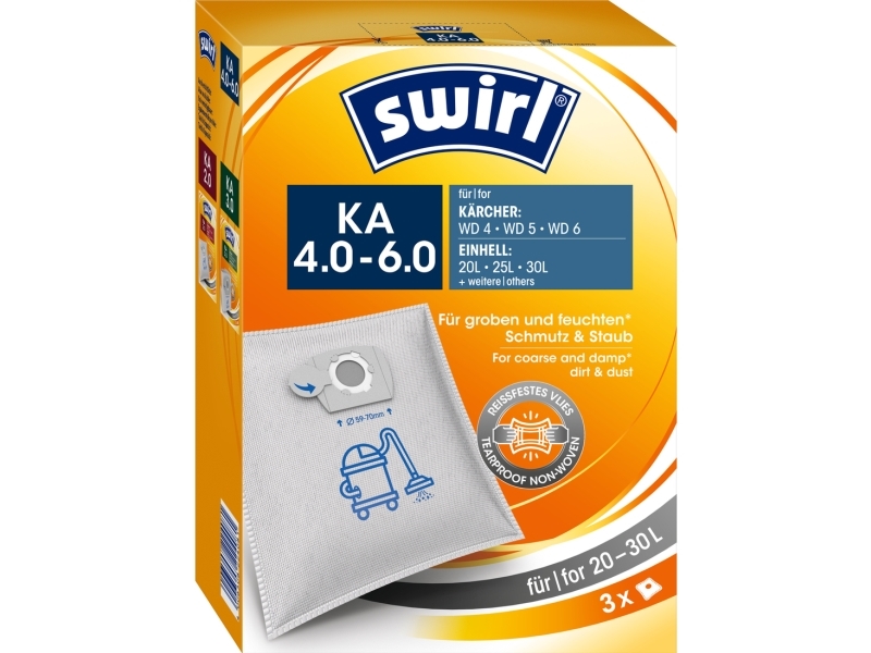 Swirl Ka 4.0 - 6.0, Staubbeutel, Handstaubsauger, Weiß, 30 L, Kärcher Wd 4 Kärcher Wd 5 Kärcher Wd 6 Kärcher Originalbeutel 2.863-006.0 Einhell Sauge