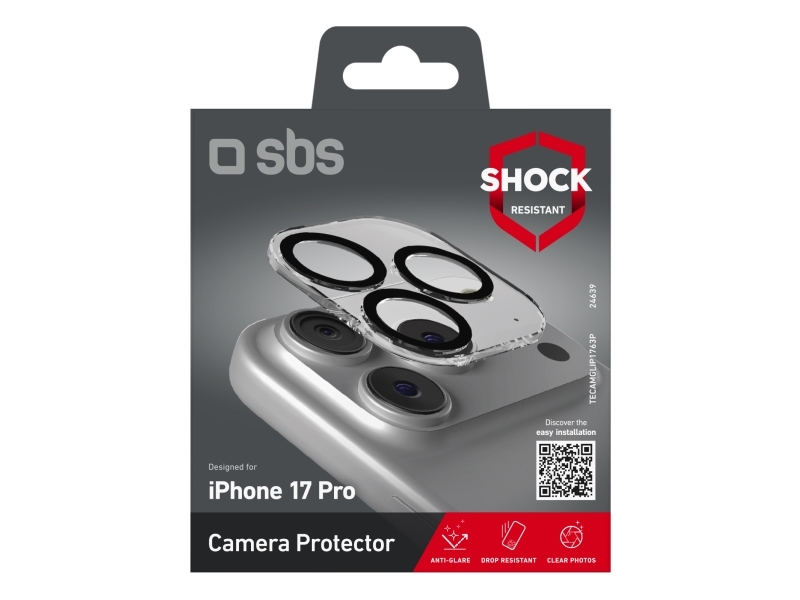Sbs Tecamglip1763p, Apple, Iphone 17 Pro/17 Pro Max, Stødbestandig, Ridseresistent, Transparent, 1 Stk