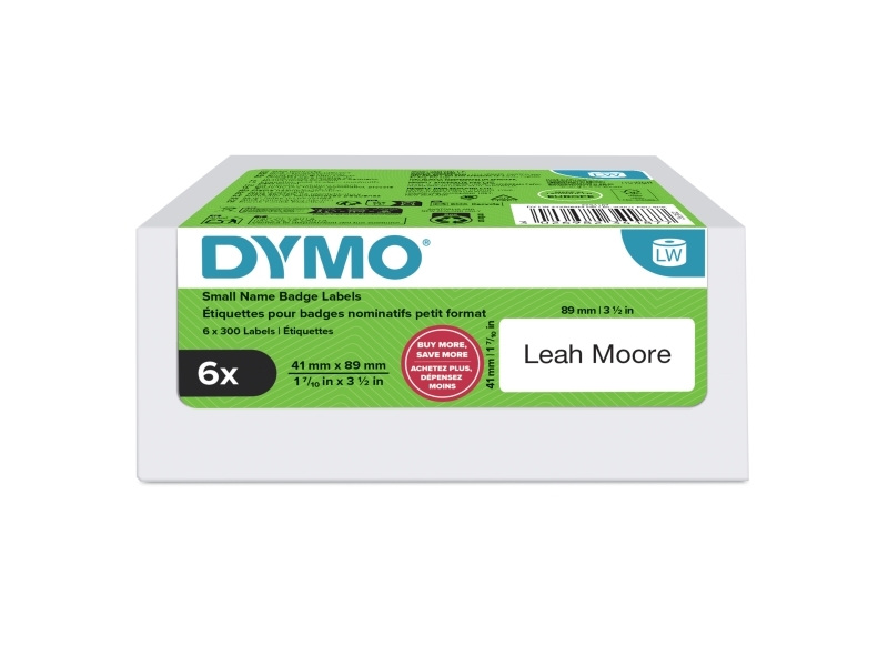 Dymo Original Labelwriter Etiketten Für Kleine Namensschilder | 41 Mm X 89 Mm | 6 Rollen Mit Je 300 Leicht Ablösbaren Etiketten (1.800 Stück) | Für L