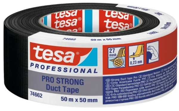 TESA PRO 74662 STRONG, Malertape, Polyethylen, Sort, Metal, PVC, Træ, Glat, Gummibaseret