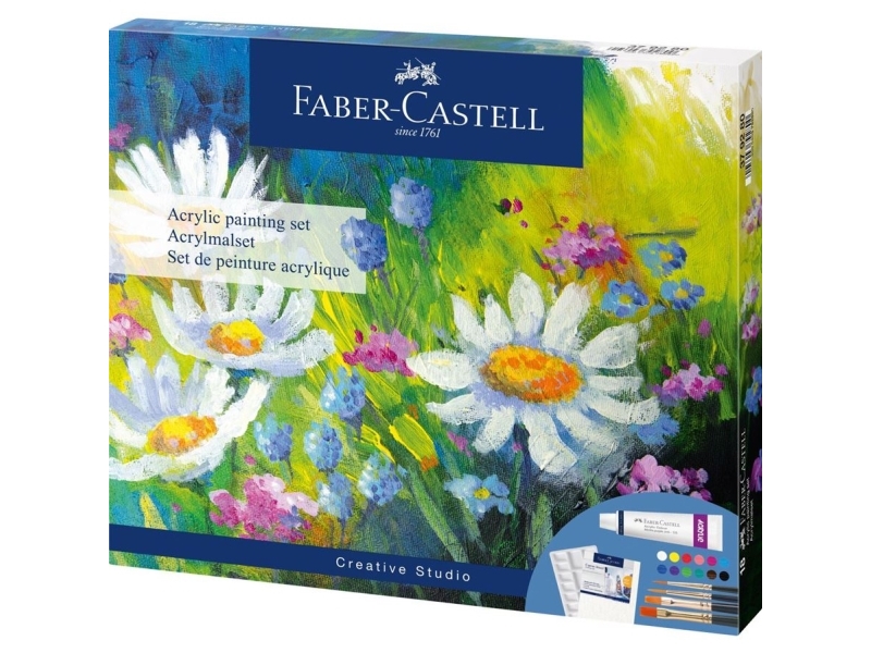 Faber-Castell Creative Studio Acrylic Painting Set, Paint, Paint brush, Multi, Adult/Child, 18 pc(s)