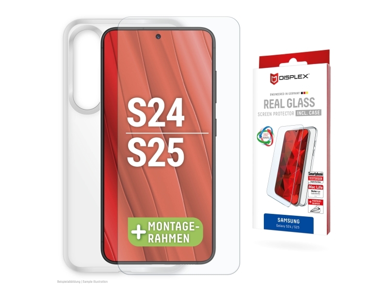Displex 01908, Samsung, Galaxy S24, Galaxy S25, Tør Påføring, Støvresistent, Slagbestandig, Ridseresistent, Stødresistent, Transparent, 1 Stk