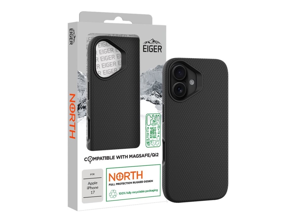 Eiger Coque Rigide Noire Ultra-Renforcée Polycarbonate*Drop-Test 4 Metres* Magsafe Pour Apple Iphone 17 - Eiger (Egca00900)