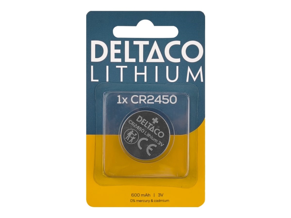 Deltaco Cr2450-1B, Einwegbatterie, Cr2450, Lithium, 3 V, 1 Stück(E), 500 Mah