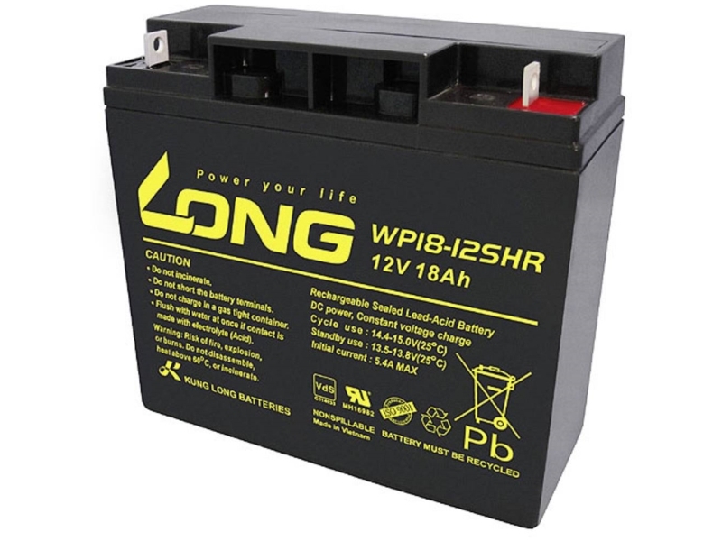 Long Wp18-12Shr Blybatteri 12 V 18 Ah Blyfleece (B X H X T) 181 X 167 X 76 Mm M5 Skruetilslutning Vds-Certifikation, Lav Selvafladning, Vedligeholdel