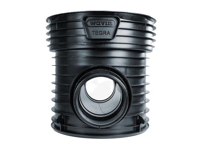 Rense-insp.brønd 600-160mm T1 - lige gennemløb for glat rør. Wavin Tegra