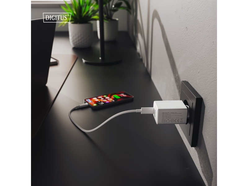 Digitus Usb-Ladegerät Gan 30W 1X Usb-C Usb-A Weiß (Da-10301)