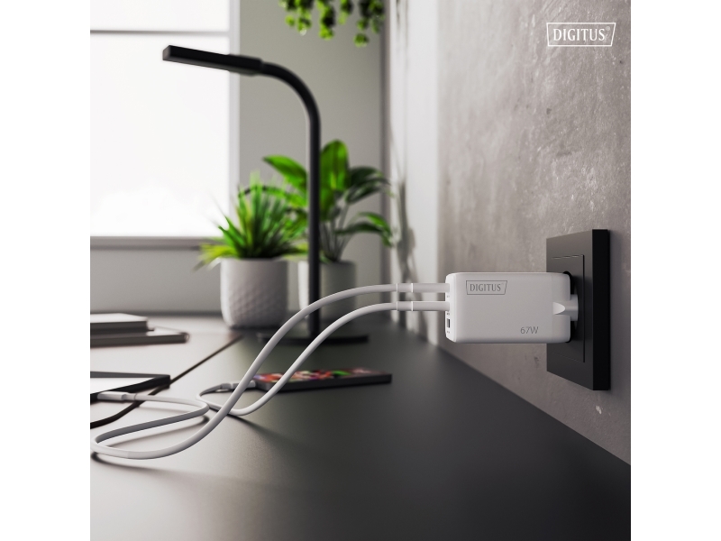 Digitus Usb-Ladegerät Gan 67W 2X Usb-C 1X Usb-A Weiß (Da-10303)