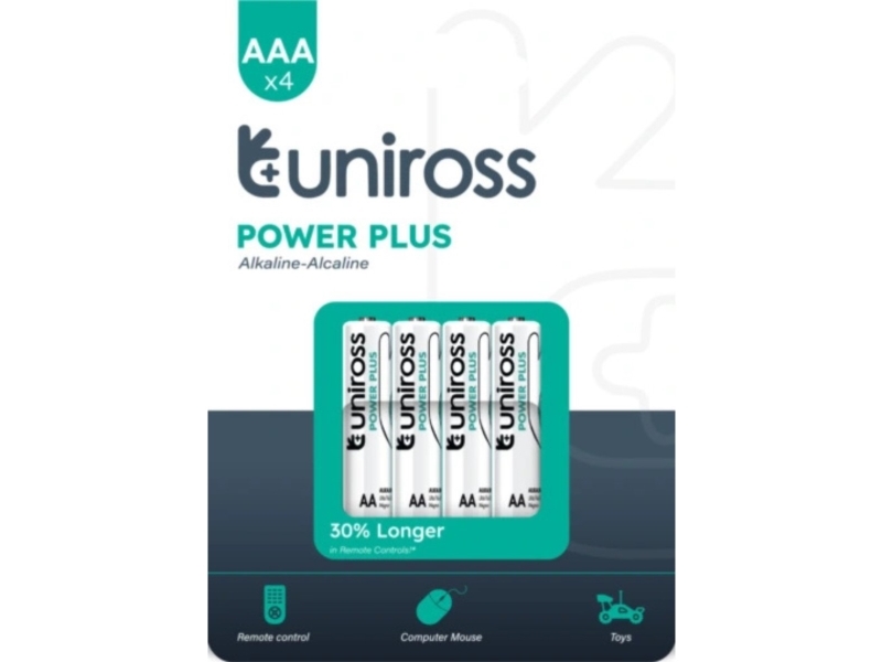 Uniross Power Plus AAA / LR3 Standardbatterier 1100mAh, 40 stk.