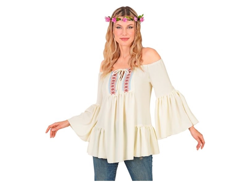 Beige Hippie Bluse