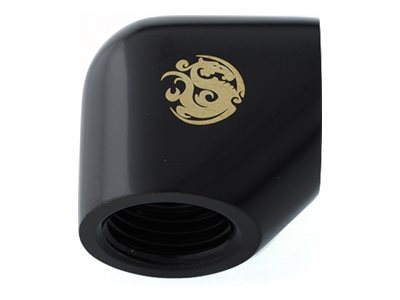 Bitspower - Flydende Kølesystems Vinklet Forlænger - 90° With Dual Inner G1/4" - Mat Sort