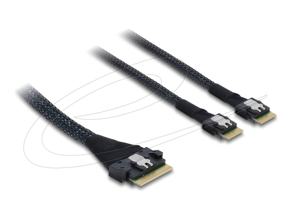 Delock - Sas Internt Kabel - 8I Slim Sas (Sff-8654) (Han) Til 4I Slim Sas (Han) - 50 Cm