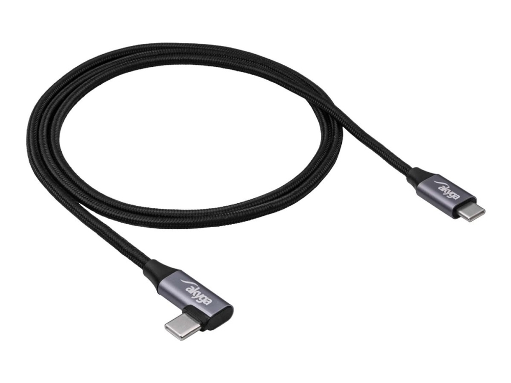Akyga - Usb-Kabel - Usb-C (Han) Til Usb-C (Han) Højrevinklet - Usb 2.0 - 20 V - 3 A - 1 M - Fast Charging Op Til 60 W - Grå, Sort