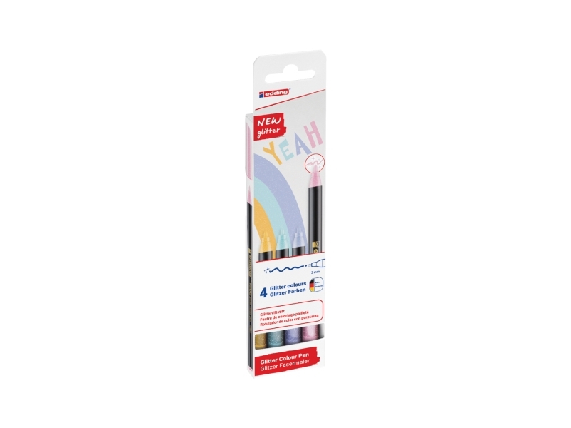 Edding 4-1200-4-3, 4 Farben, Blau, Pink, Violett, Gelb, Rundspitze, 3 Mm, 3 Mm, 3 Mm