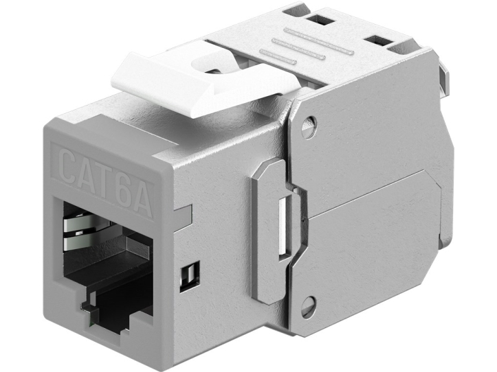 Keystone-modul RJ45 CAT 6A, STP, Slim, ljusgrå