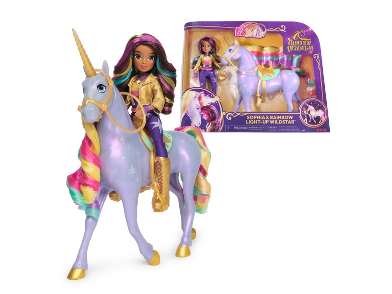 Unicorn Academy - Sophia Und Licht-Magie Wildstar Deluxe Set, 28 Cm Einhorn Mit Lichteffekten Und Musik, 24 Cm Ankleidepuppe, Passend Zur Netflix Ser