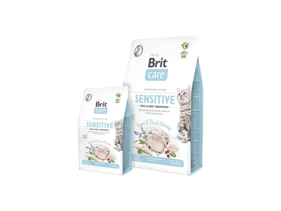 Brit Care Cat Grain-Free Sensitive 7 Kg, Voksen, Enhver Race, Æble, Kamille, Kokosnød, Tranebær, Sild, Insekt, Lever, Ært, 7 Kg, Kornfri