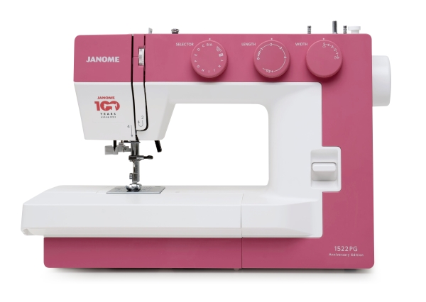 Janome 1522PG, Pinkki, Valkoinen, Käsikäyttöinen ompelukone, Ompelu, 1-vaiheinen, Nostopalkki, Kääntäminen, 5 mm