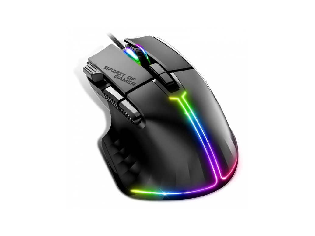 Spirit Of Gamer Pro-M5, Højre Hånd, Optisk, Usb Type-A, 12800 Dpi, Sort