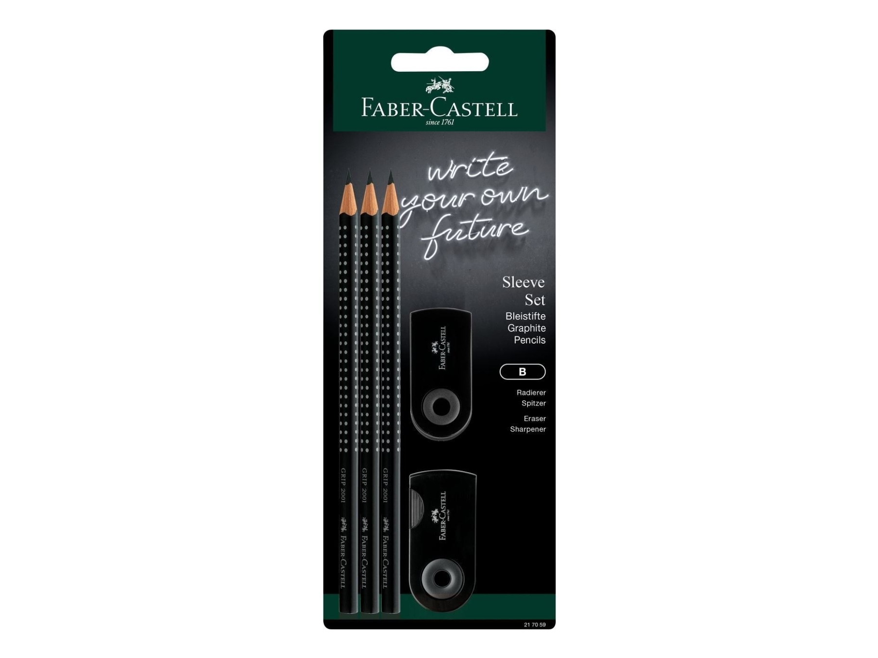 Faber-Castell 217086, B, Schwarz, Dreieckig, Kunst, Grafische Zeichnung, Hobby, Büro, Schule, Technical Drawing, Sichtverpackung, 5 Stück(E)