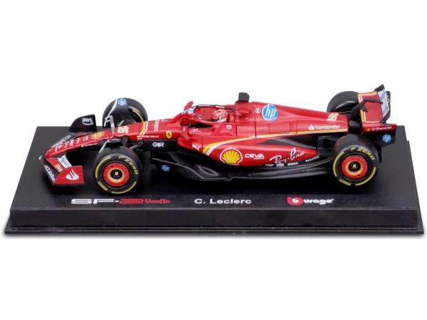 BBURAGO Ferrari SF 1:18 Leclerc 24 Deluxe, Urheiluauton pienoismalli, Esikoottu, 1:18, Ferrari Sf-24, Ei sukupuolirajoitusta, Metalli, Muovi