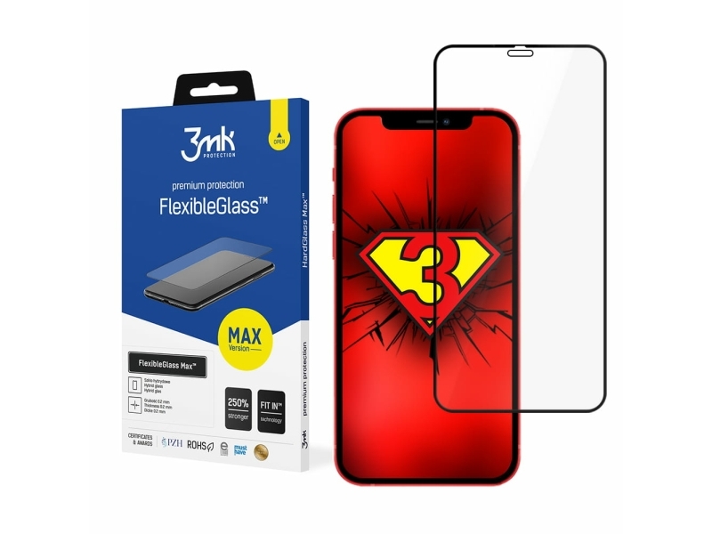 3Mk Flexibleglass Max Für Iphone 12/12 Pro, Flexibleglass, Schwarz, Transparente Displayschutzfolie