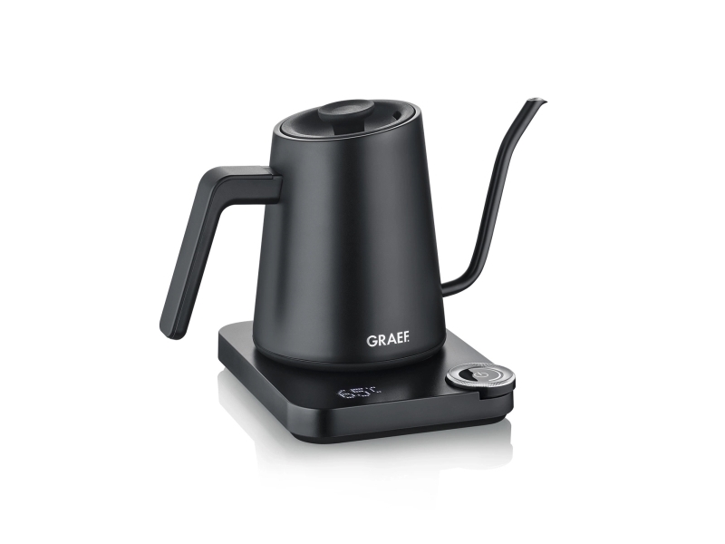 Graef GK502, 0,9 l, 1200 W, Svart, Rostfritt stål, Justerbar termostat, Överhettningsskydd | Köksapparater - Juice, is och vatten - Vattenkokare | GameStuff
