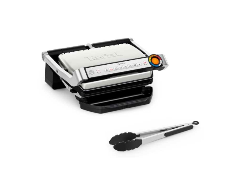 Tefal OptiGrill + GC718D10, Svart, Rustfritt stål, Rektangulær, Knapper, 600 cm², 300 x 200 mm, 1 zone(s)