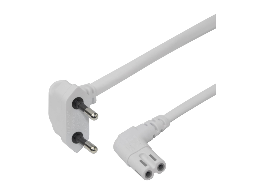 DELTACO - Strømkabel - Europlug vinklet til power IEC 60320 C7 vinklet - 1.5 m - hvid