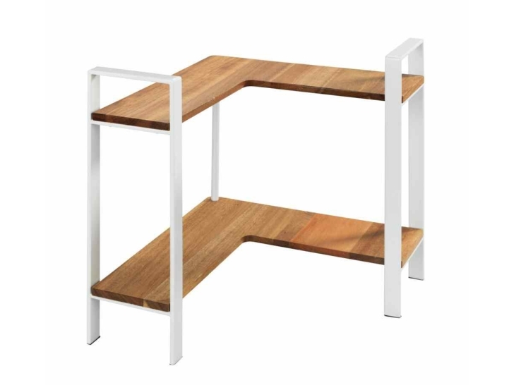WENKO 53025100, Hjørnehylde, Fritstående, Metal, Træ, Hvid, Træ, Køkken, 2 hylder