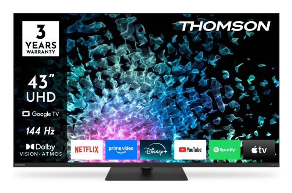 Thomson 43Mg7c15, 109.2 Cm (43"), 3840 X 2160 Pixels, Qd-Mini Led, Smart Tv, Wi-Fi, Black