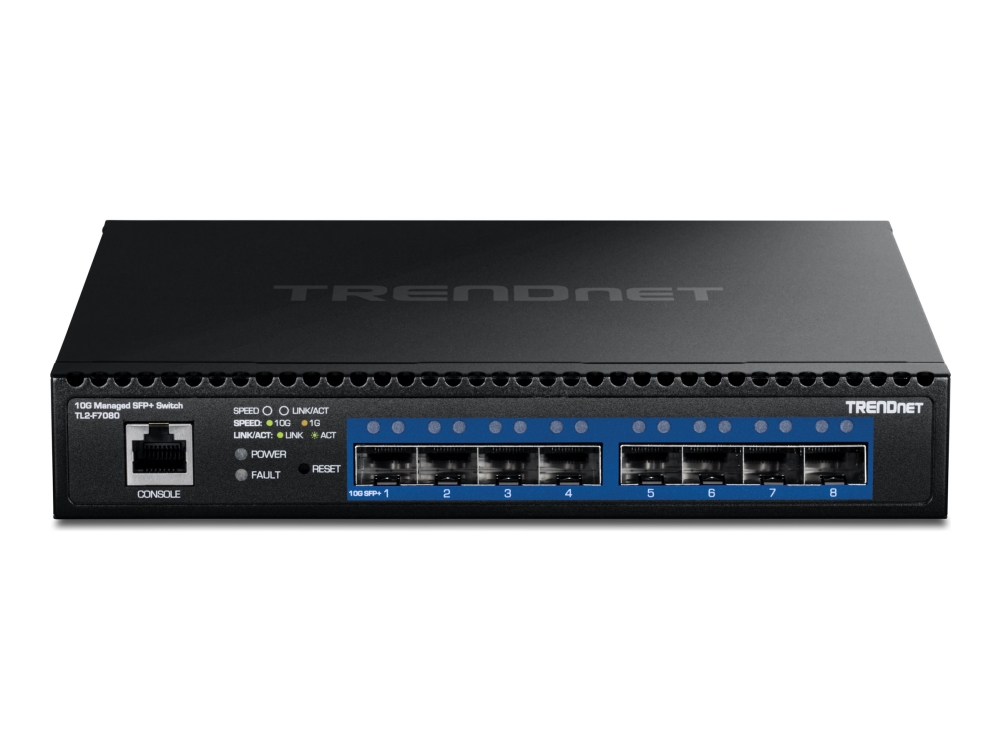 Trendnet Tl2-F7080 - Version V1 - Switch - Lag 2 - Administreret - 8 X 1 Gigabit / 10 Gigabit Sfp+ - Monterbar På Stativ - Taa-Kompatibel