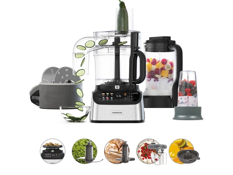 Kenwood FDM73.850SS, 3 l, Grå, Knappar, Vispning, Blanda, Hackning, Skärande, Knådning, Mixning, Omrörning, 1 m, 0,5 l | Köksapparater - Köksmaskiner - Matberedare | GameStuff