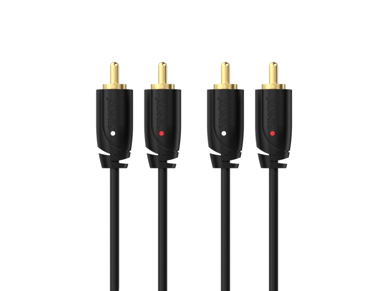 Sinox SXA04201, 2 x RCA, hankontakt, 2 x RCA, hankontakt, 1 m, Svart | Datortillbehör - Kablar & adaptrar - Ljudkablar | GameStuff