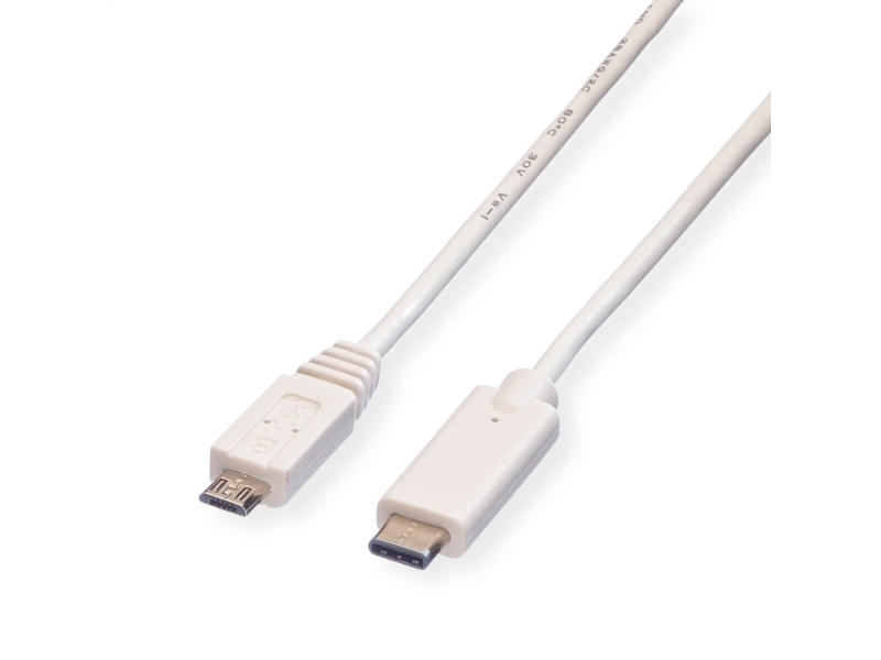 Value 11.99.9020, 1 M, Usb C, Micro-Usb B, Usb 2.0, 0,48 Gbit/Sek., Hvid