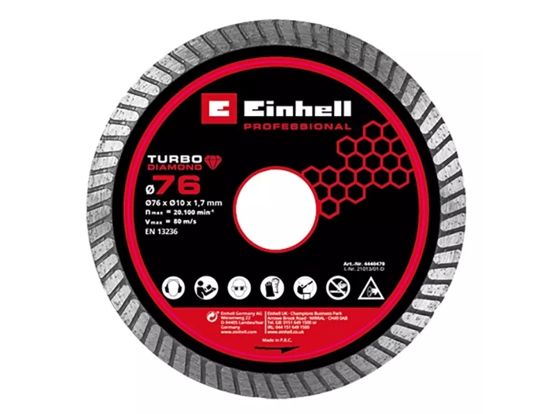 Einhell 4440470, Cutting Disc, Cast Iron, Metal, Steel, 7.6 Cm, Einhell, Flat Centre, Black, Red
