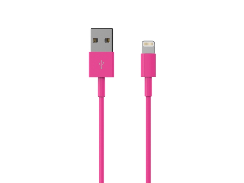 Sinox Lightning Kabel. 1M. Pink, 1 M, Lightning, Usb A, Hanstik, Hanstik, Lyserød