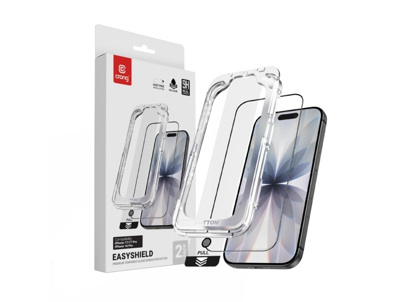 "Crong Easyshield" 2 Vnt. Grūdinto Stiklo Pakuotė, Skirta "Iphone 17" / "Iphone 17 Pro" / "Iphone 16 Pro" (2 Vnt.)