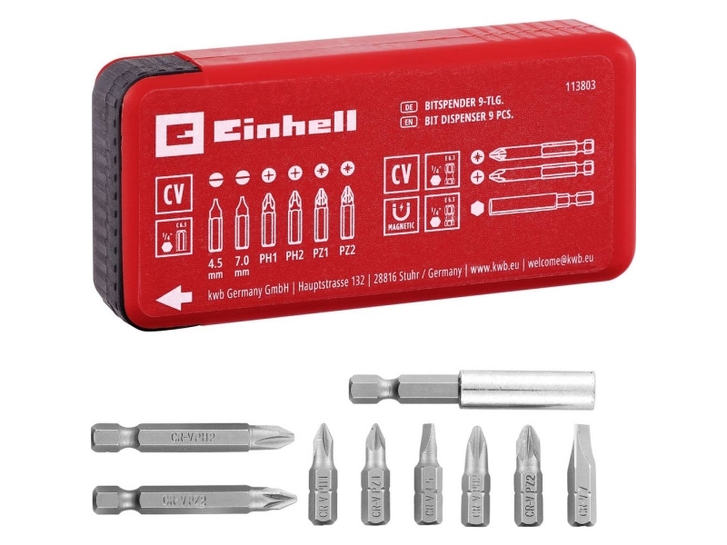 Einhell 113803 Bitsæt 9 Dele Kærv, Ph, Pz