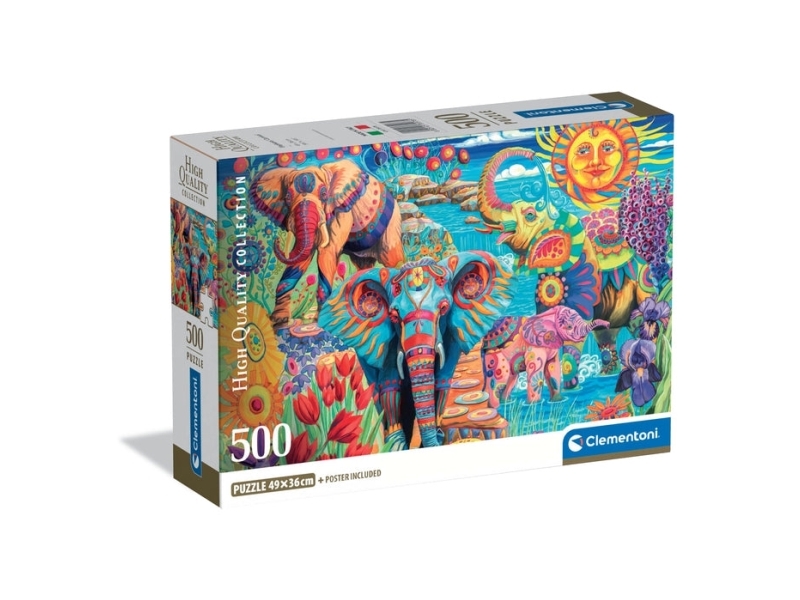 Clementoni Puslespil 500 Pcs CB High Quality Collection Elephants Carnival