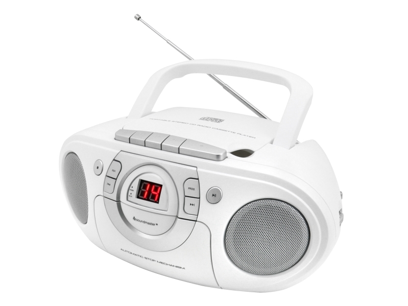 Soundmaster SCD5100WE, Afspiller, CD, CD-R, CD-RW, Hvid, Knapper, 3,5 mm, Vekselstrøm/batteri